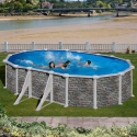 Piscina desmontable Gre Córcega ovalada imitación piedra