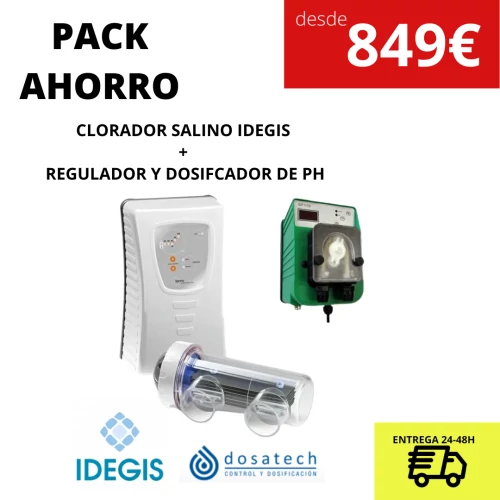 Pack Ahorro Clorador Salino Idegis + Dosificador de PH Dosatech