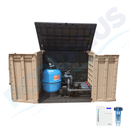 Casa de tratamento compacta 600 POOL Surface Neptuno + Innowater Salt 20 Salt Chlorinator + Dosatech PH Controller